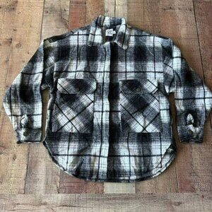 Princess Polly black and white checked plaid button down shirt women's xs/s